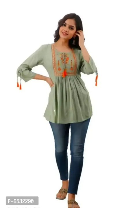 Women Rayon Short Tunic Kurta uploaded by wholsale market on 2/10/2023