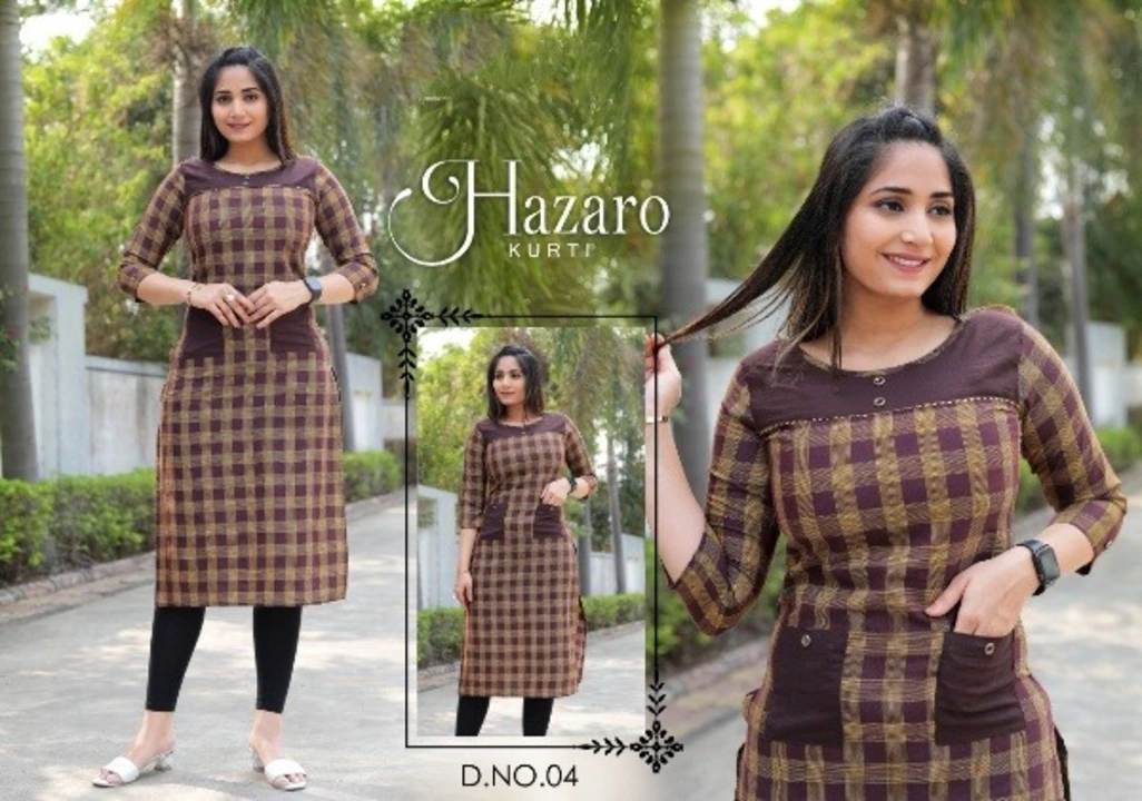 HAZARO KURTI

- Colour - 4

- Fabric - Cotton 

- Size - M,L,XL,XXL

- Length - 44 TO 46

Price:- 54 uploaded by Roza Fabrics on 2/10/2023