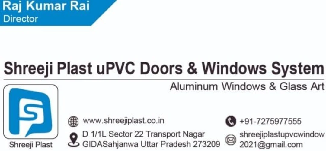 Visiting card store images of Shreejiplast upvc windows and doors system