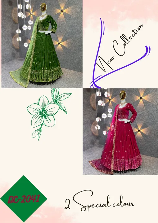 (DC-2041)     *💃Lehenga choli 💃*

2 Colour Embroidered Attractive Party Wear Velvet Lehenga choli  uploaded by Roza Fabrics on 2/10/2023