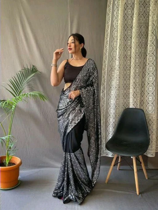 Premium Georgette sequence saree uploaded by Swastik creation on 2/10/2023