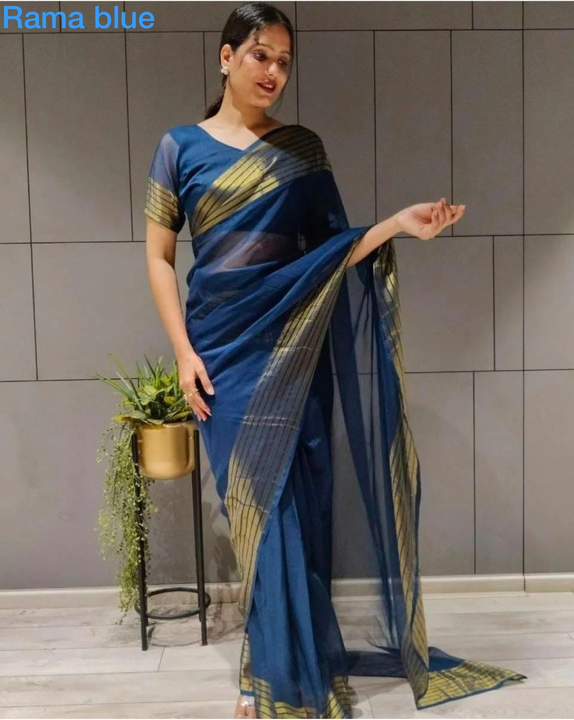 Post image *PRESENT NEW READY TO WEAR 1 MIN SAREE WITH REAL MODEL SHOOT*🔥

*1 Min Ready To Wear*

*DESIGN : Blooming Georgette *

*BLOUSE : GORGETTE RUNNING (Unstich)*