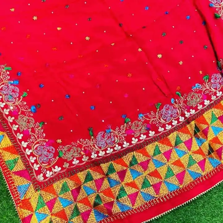 Pure chinnon chiffon hand crafted dupatta in Phulkari  uploaded by Mim'z cteations The Ethinic wear on 2/11/2023