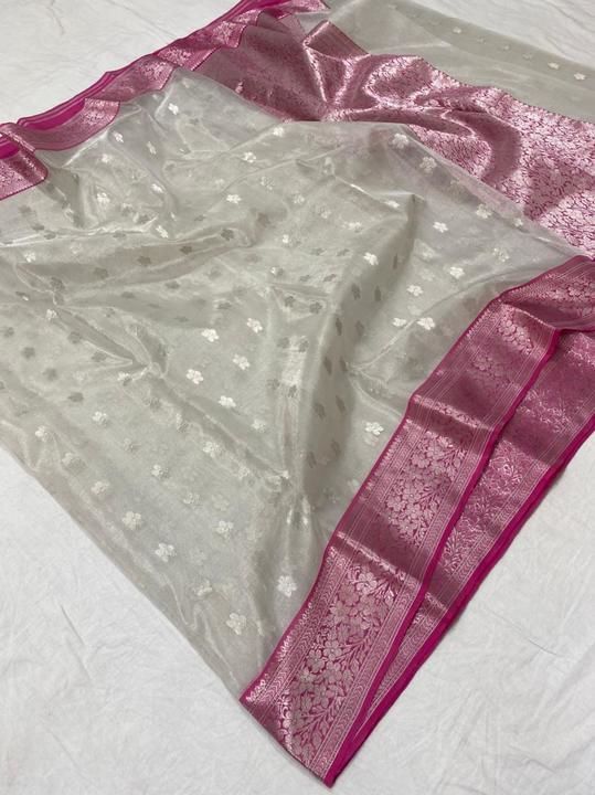 Tissue silk Chanderi handloom saree contact me inbox and whatsapp  uploaded by business on 2/20/2021