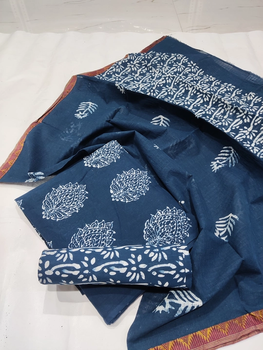 Copper block cotton dupatta suit  uploaded by B Prints The Factory Outlet on 2/11/2023