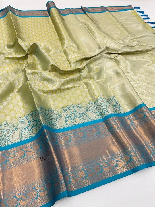 Kanjivaram semi silk sarees with pallu and mor border uploaded by Beluga Inventory on 2/11/2023