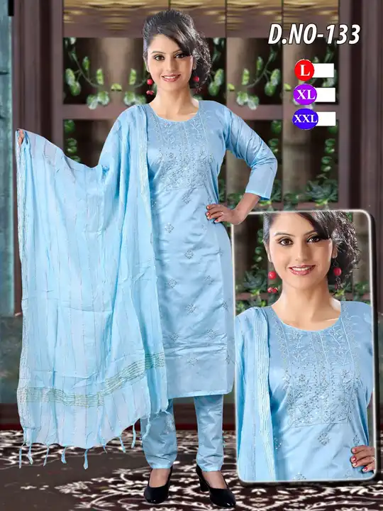 3 pcs set, dupatta set, dress material, uploaded by Radha Creation , Maira sales for Readymade items on 2/11/2023