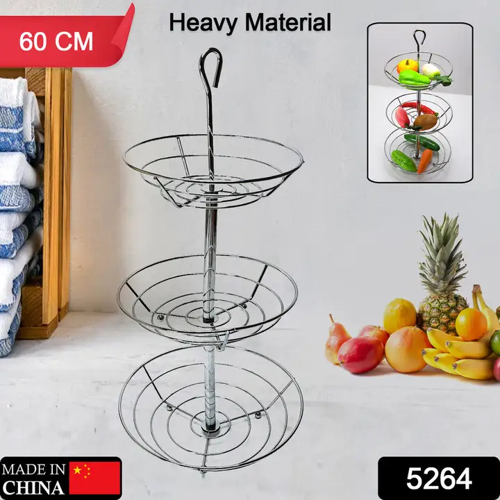 5264 3TIER FRUIT BASKET, WIRE FRUIT BOWL OR PRODUCE HOLDER THREE TIER FRUIT BASKET STAND FOR STORING uploaded by DeoDap on 2/11/2023