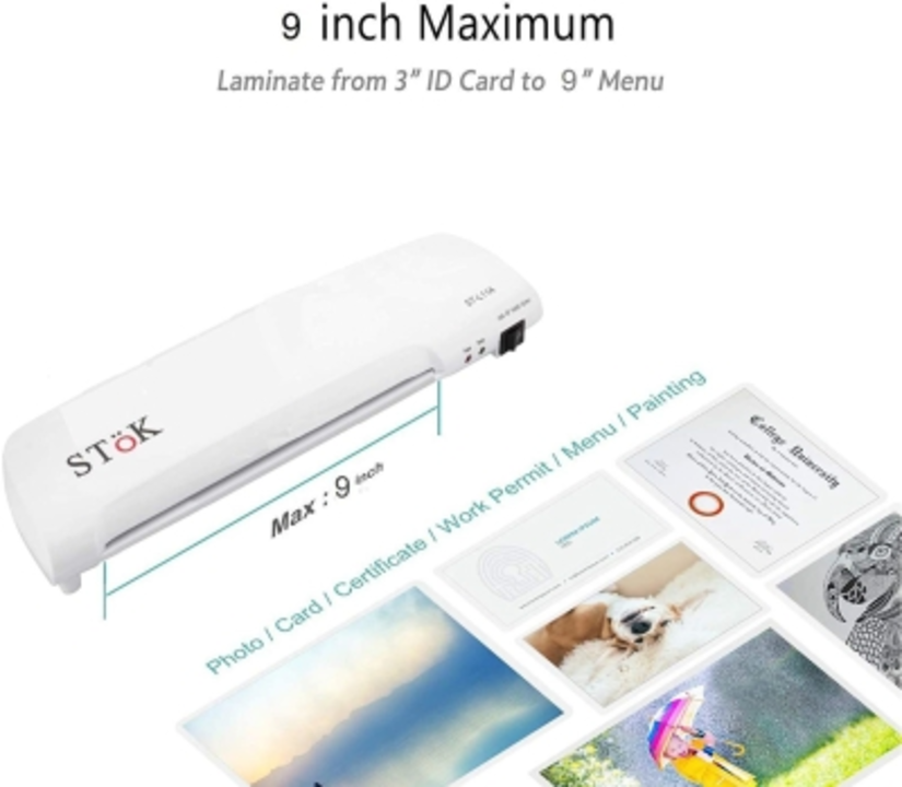 Stok Fully Automatic / A4 Laminator with Jam Release Button | Supports Hot & Cold Lamination 10 inch uploaded by Samar Communication on 2/11/2023