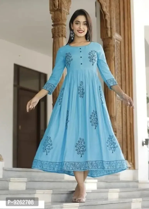 Classic Rayon Printed Anarkali Kurti for Womens uploaded by wholsale market on 2/12/2023