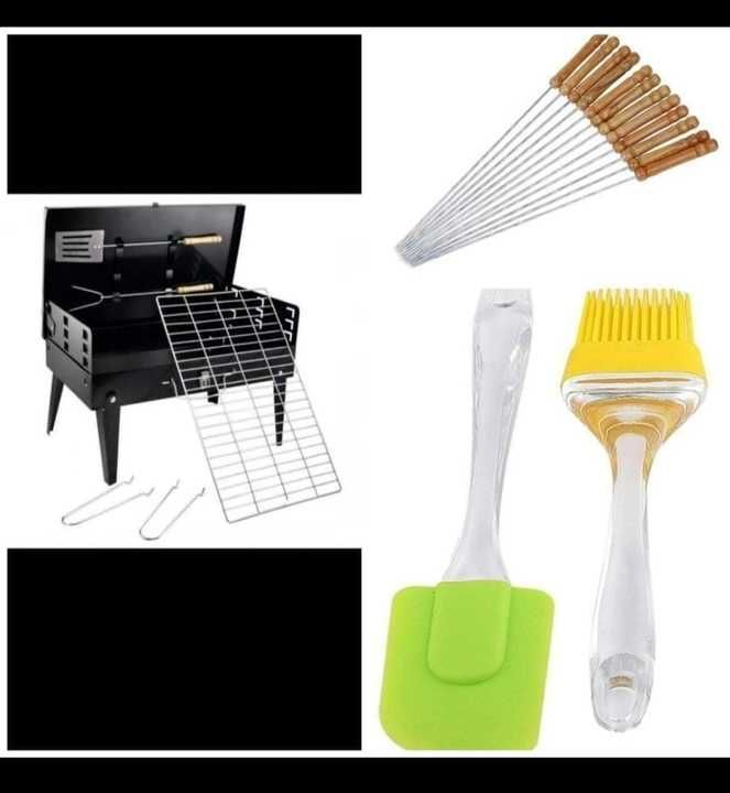 Combo offer.
1.barbaque
2.stick.12 pcs
3.silicone brush 2pcs 
Rate.1150 uploaded by NEW ERA on 2/20/2021