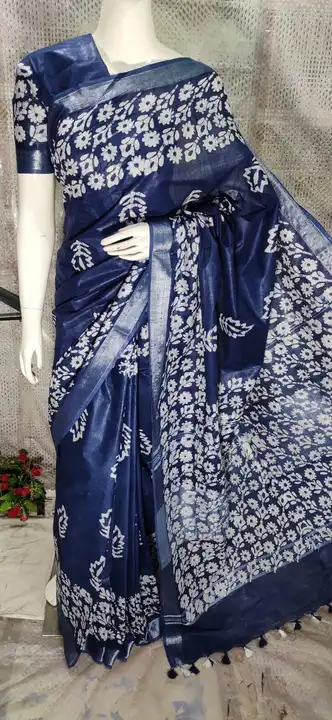 Linen cotton Batik print saree uploaded by SAAD CREATIONS on 2/12/2023