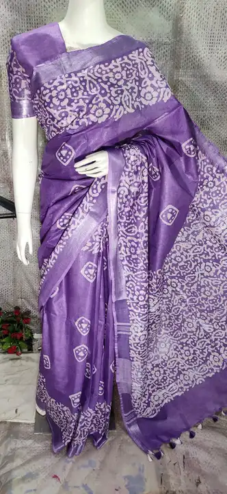 Linen cotton Batik print saree uploaded by SAAD CREATIONS on 2/12/2023