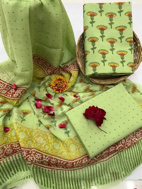 💫💃😍😍🔷 *Special Addition*🔶

Bagru Hand Block Printed

*Pure Cotton Suit Set*
👉With *Chiffon Du uploaded by Roza Fabrics on 2/12/2023