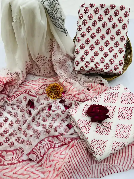 💫💃😍😍🔷 *Special Addition*🔶

Bagru Hand Block Printed

*Pure Cotton Suit Set*
👉With *Chiffon Du uploaded by Roza Fabrics on 2/12/2023
