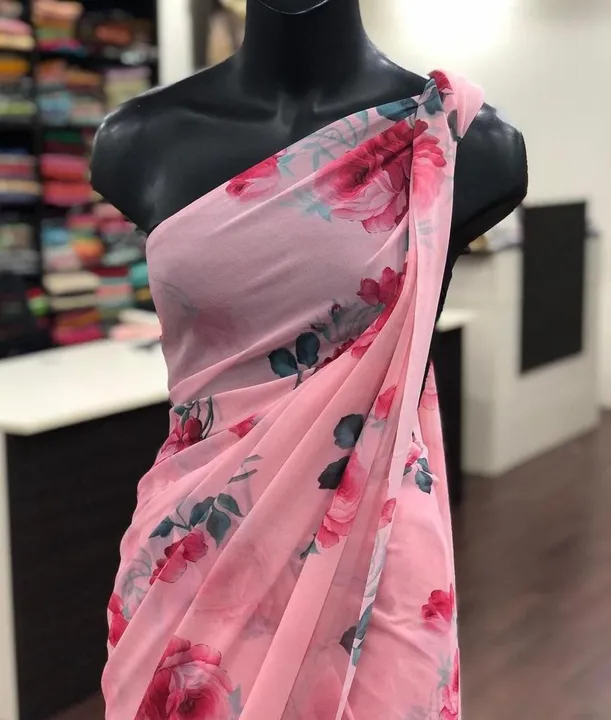 Saree  - Pure Gorgette uploaded by NIVA CREATION on 2/12/2023