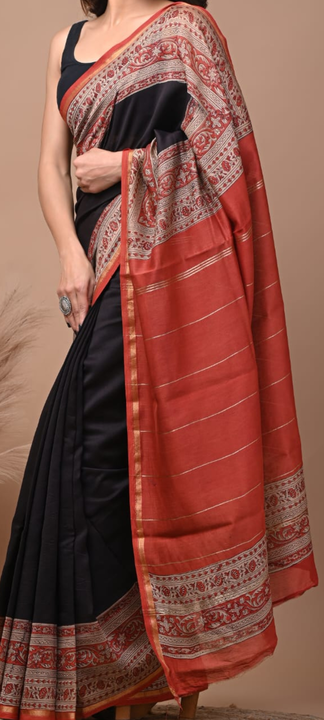 Pure chanderi hand block printed saree uploaded by Cuts N Colors on 2/12/2023