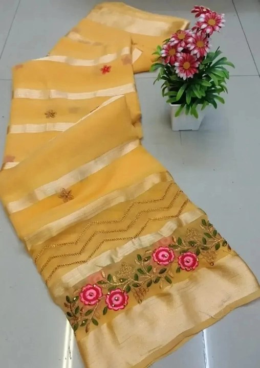 Chiffon Zari Embroidered Sarees with Blouse Piece

 Fabric:  Chiffon

 Type:  Saree with Blouse piec uploaded by UTTAM CREATION on 2/12/2023