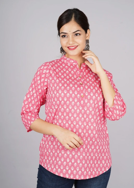 Jaipuri Printed Cotton Fabric Tunic Tops uploaded by Bagru Hand Block Print Jaipur  on 2/12/2023
