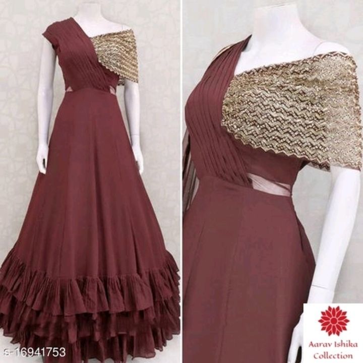 Post image Catalog Name:*Stylish Latest Women Gowns*
Fabric: Silk / Satin / Georgette / Crepe
Sleeve Length: Three-Quarter Sleeves
Pattern: Self-Design
Multipack: 1
Sizes:
Frhttps://ltl.sh/y_nZrAV3ee Size (Bust Size: 34 in, Length Size: 55 in)