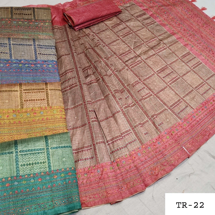 Tuss seer silk saree wid embrodary border uploaded by Jalan fashion saree menufecturer on 2/13/2023