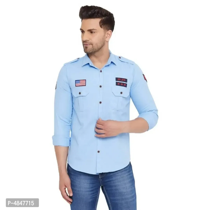 Stylish Cotton Light Blue Casual Shirt For Men uploaded by wholsale market on 2/13/2023