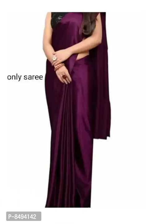 Classic Satin Solid Saree without Blouse piece uploaded by wholsale market on 2/13/2023