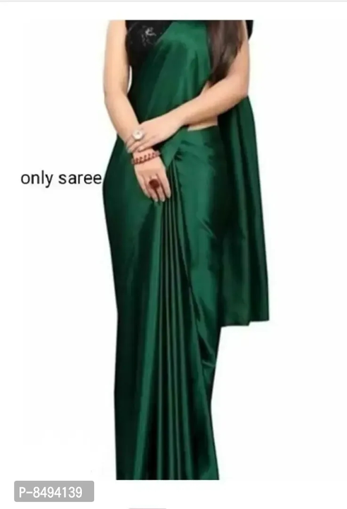 Classic Satin Solid Saree without Blouse piece uploaded by wholsale market on 2/13/2023