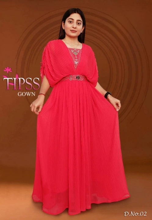 TIPSS LONG GOWN

- Colour 6

- With belt

- Original mirror work

- Fabric :- Georgette

- Inner – c uploaded by Roza Fabrics on 2/13/2023