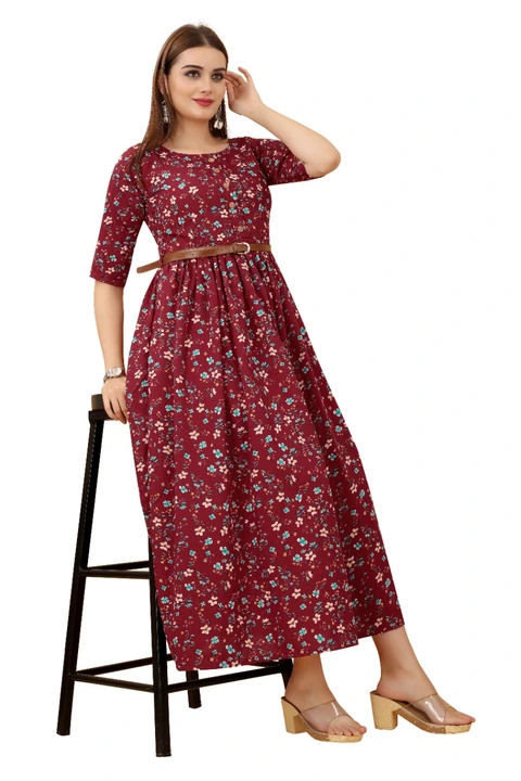 -CATALOG NAME: Crepe Gown

-FABRIC: Crepe

-SIZE :S-36 M-38,L-40,XL-42,XXL-44

-LENGTH: 50 inches

- uploaded by Roza Fabrics on 2/13/2023