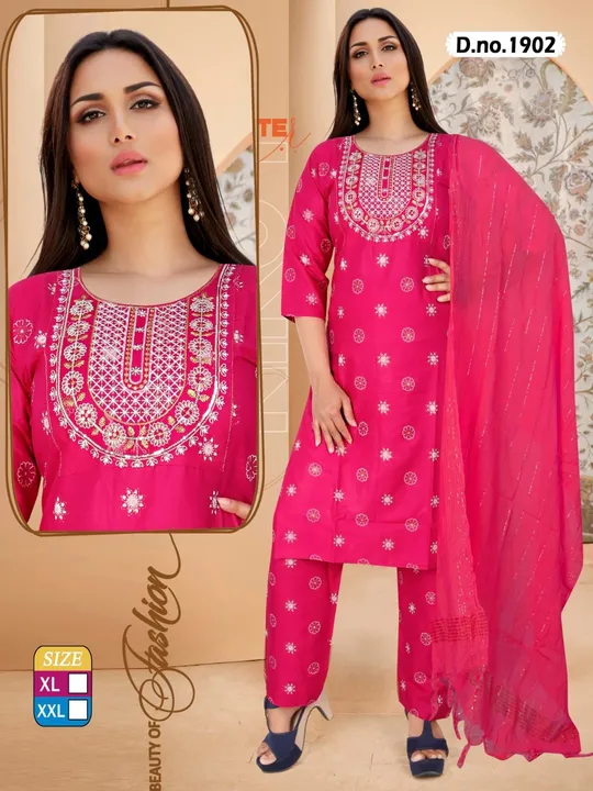 3 pcs set kurti with pant dupatta set uploaded by Radha Creation , Maira sales for Readymade items on 2/13/2023