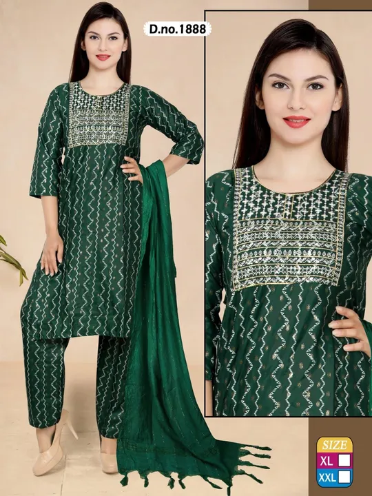 3 pcs set kurti with pant dupatta set uploaded by Radha Creation , Maira sales for Readymade items on 2/13/2023