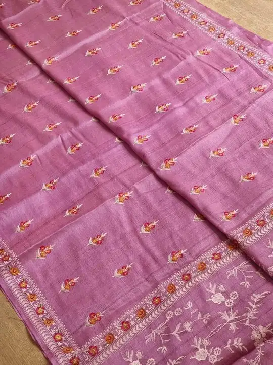 Desi Tussar embroidery silk saree  uploaded by business on 2/13/2023