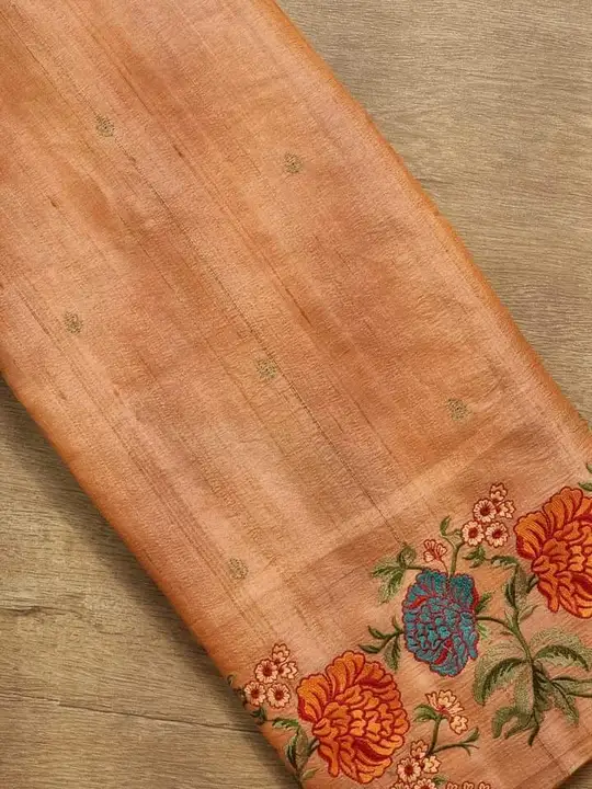 Desi Tussar embroidery silk saree  uploaded by Tamanna Handloom on 2/13/2023