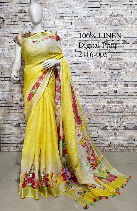 Post image Linen digital printed Saree 
With different colors and patterns 

Avl in more than 60 colors and designs 

For more info you can ping me 9931461877