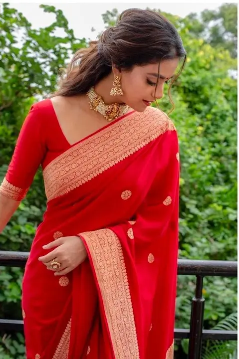 Beutiful red saree for women  uploaded by Dhananjay Creations Pvt Ltd. on 2/13/2023
