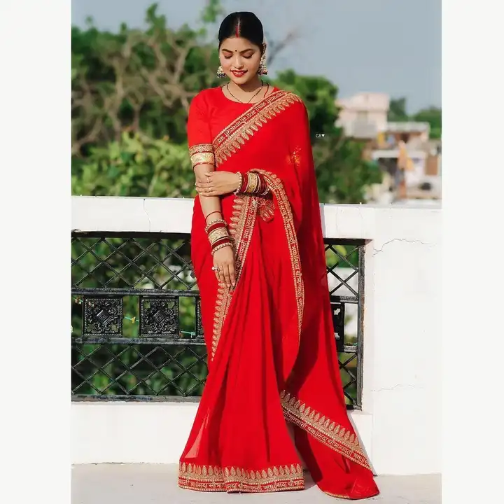 Red rose saree uploaded by GS TRADERS on 2/13/2023