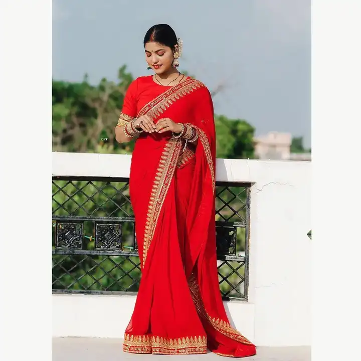 Red rose beautiful saree uploaded by GS TRADERS on 2/13/2023