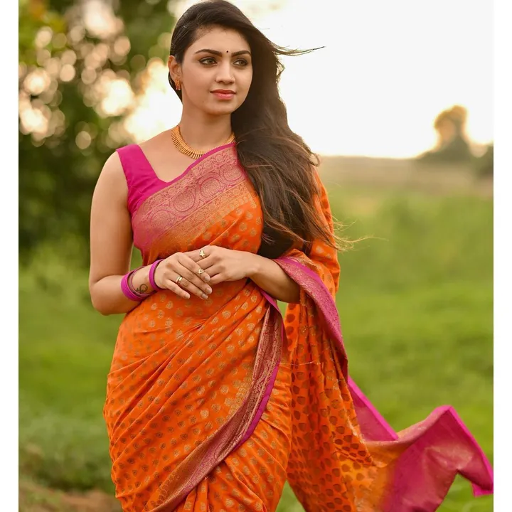 Beautiful orenge saree uploaded by Dhananjay Creations Pvt Ltd. on 2/13/2023