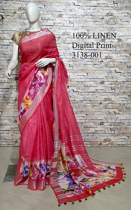 Linen saree  uploaded by business on 5/12/2020