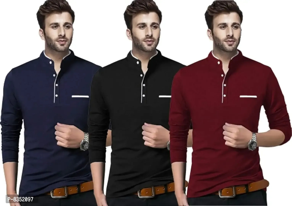 Stylish Cotton Solid Tees Combo For Men Pack Of 3 uploaded by wholsale market on 2/13/2023