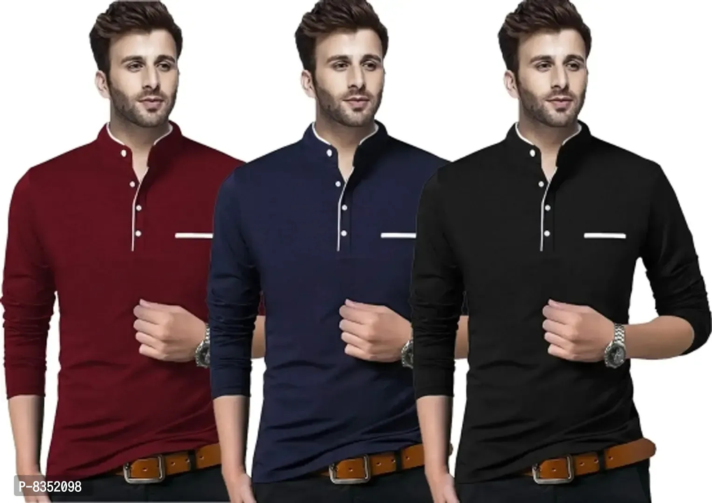 Stylish Cotton Solid Tees Combo For Men Pack Of 3 uploaded by wholsale market on 2/13/2023