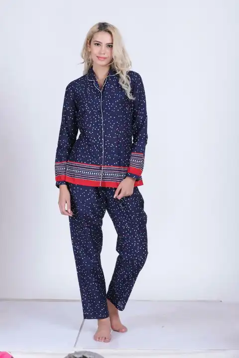 Ladies long sleeve printed lt weight fabric night set side pkt pajama  uploaded by Wrong number  on 2/14/2023