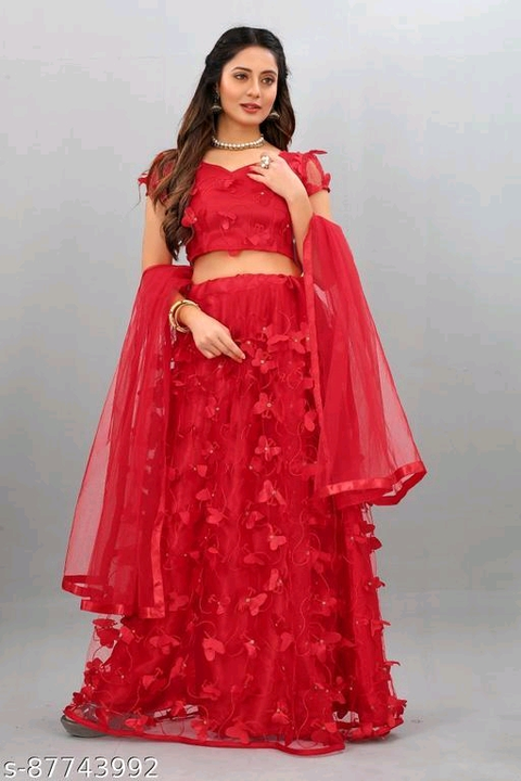 Clothy Club Women's ButterFly Net Embroidered Semi Stitched Lehenga Choli uploaded by wholsale market on 2/14/2023