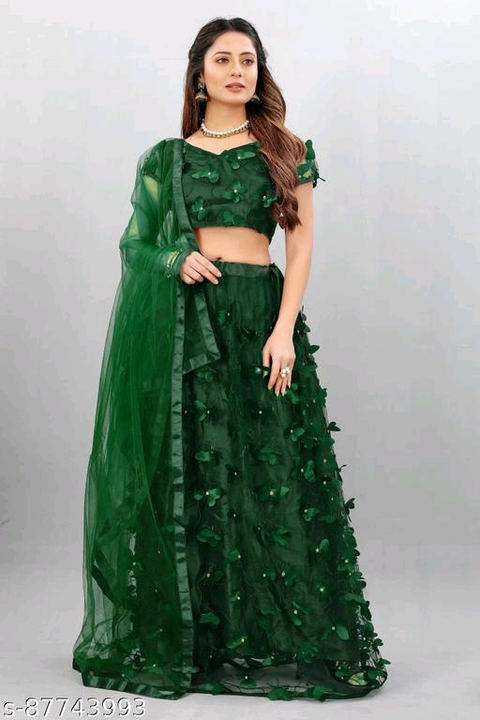 Clothy Club Women's ButterFly Net Embroidered Semi Stitched Lehenga Choli uploaded by wholsale market on 2/14/2023