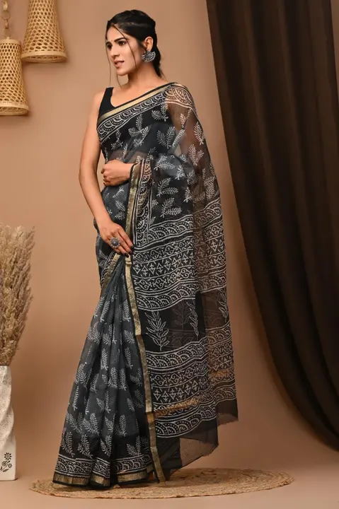 Kota doriya sarees with blouse  uploaded by Ashoka bagru print on 2/14/2023