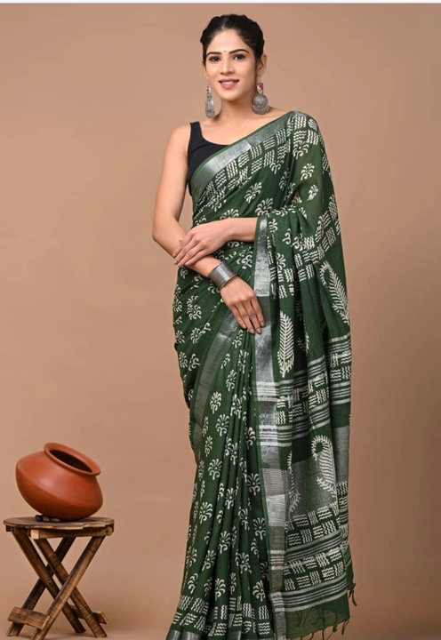 Chanderi cotton printed saree uploaded by Aahil  chanderi handloom saree on 2/14/2023
