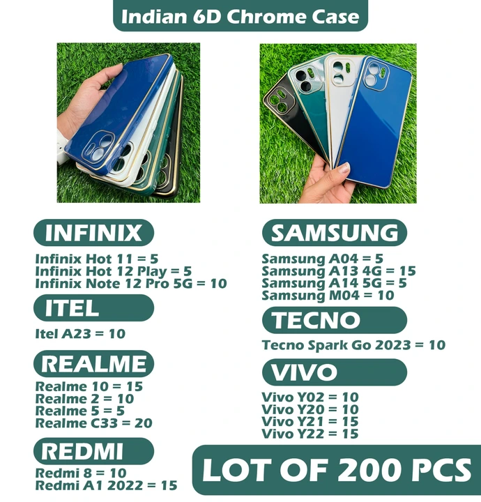 6D Chrome Mobile Cover lot (200pc) uploaded by Kripsons Ecommerce 9795218939 on 2/14/2023