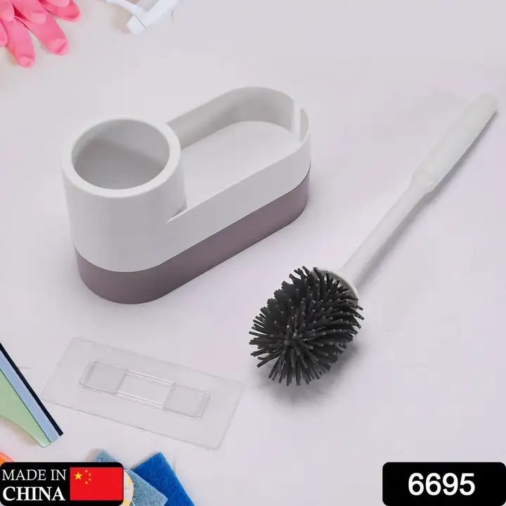 6695 TOILET BRUSH AND HOLDERS, DEEP CLEANING SILICONE TOILET BRUSH ,FLOOR STANDING & WALL MOUNTING T uploaded by DeoDap on 2/14/2023