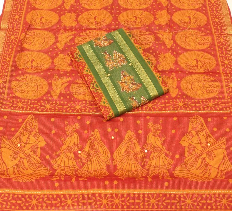Pure cotton katha and mirror worked Dress materials  uploaded by Tanvi designers on 2/14/2023